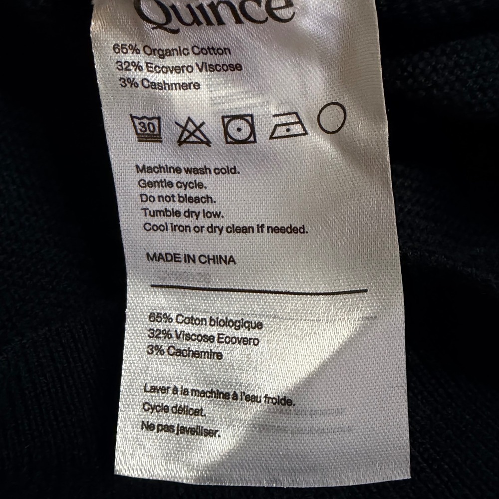 Quince Black Cotton Cashmere Link-Stitch Dolman Sweater XL Short Sleeve Scoop - Picture 7 of 9